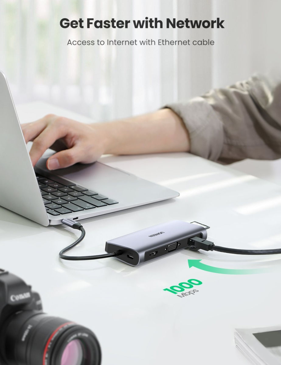 UGREEN Universele USB-C 10-in-1 Hub 100W/5Gbps/4K/1Gbits/s Space Grey afbeelding 5