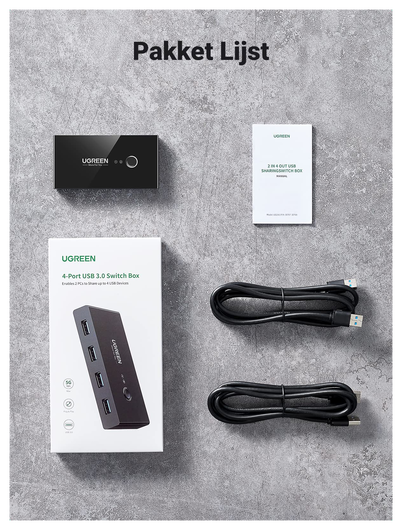 UGREEN Sharing Switch USB 3.0 Schakelaar met 4 USB Poorten Zwart afbeelding 8