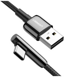 UGREEN USB-C naar USB-A 90° Haakse Gevlochten Kabel 2 Meter Zwart