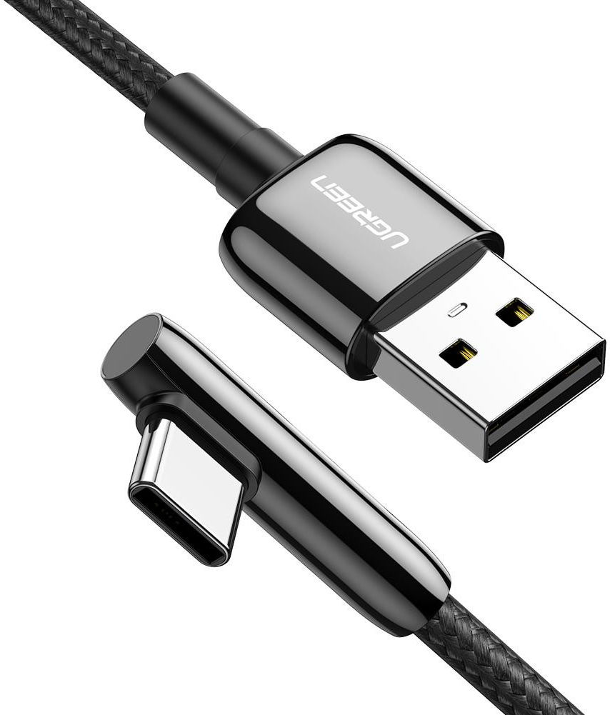 spelen Atlas Op tijd UGREEN USB-C naar USB-A 90° Haakse Gevlochten Kabel 2 Meter Zwart |  GSMpunt.nl