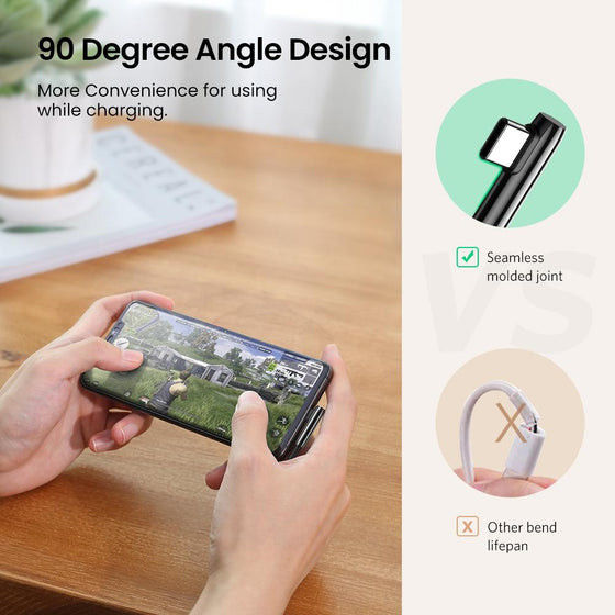 UGREEN USB-C naar USB-A 90° Haakse Gevlochten Kabel 2 Meter Zwart afbeelding 4