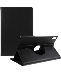 Lenovo Tab P12 Pro Hoes 360 Graden Book Case Kunstleer Zwart