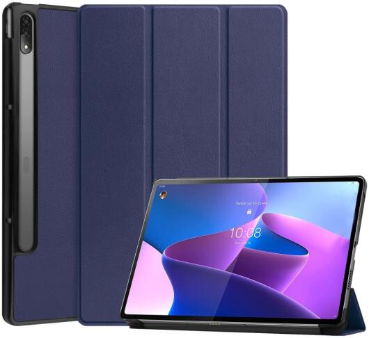 Lenovo Tab P12 Pro Hoes Tri-Fold Book Case Kunstleer Blauw afbeelding 1