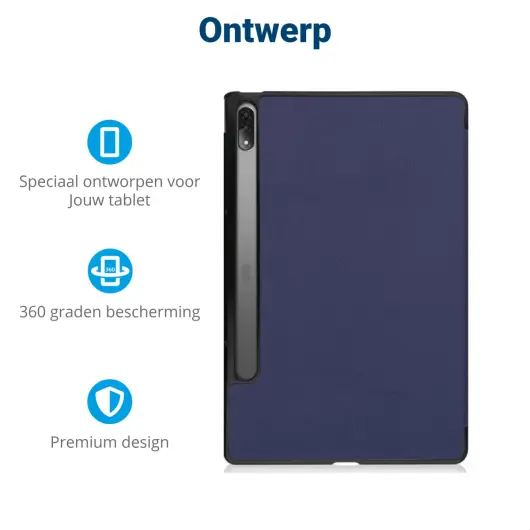 Lenovo Tab P12 Pro Hoes Tri-Fold Book Case Kunstleer Blauw afbeelding 4