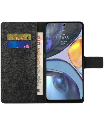 Motorola Moto G22 Hoesje Portemonnee Book Case Kunstleer Zwart Hoesjes