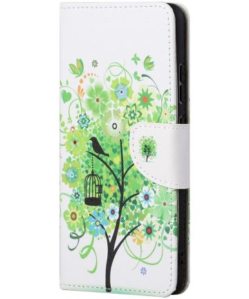Motorola Moto G22 Hoesje Portemonnee Book Case met Tree Print Hoesjes