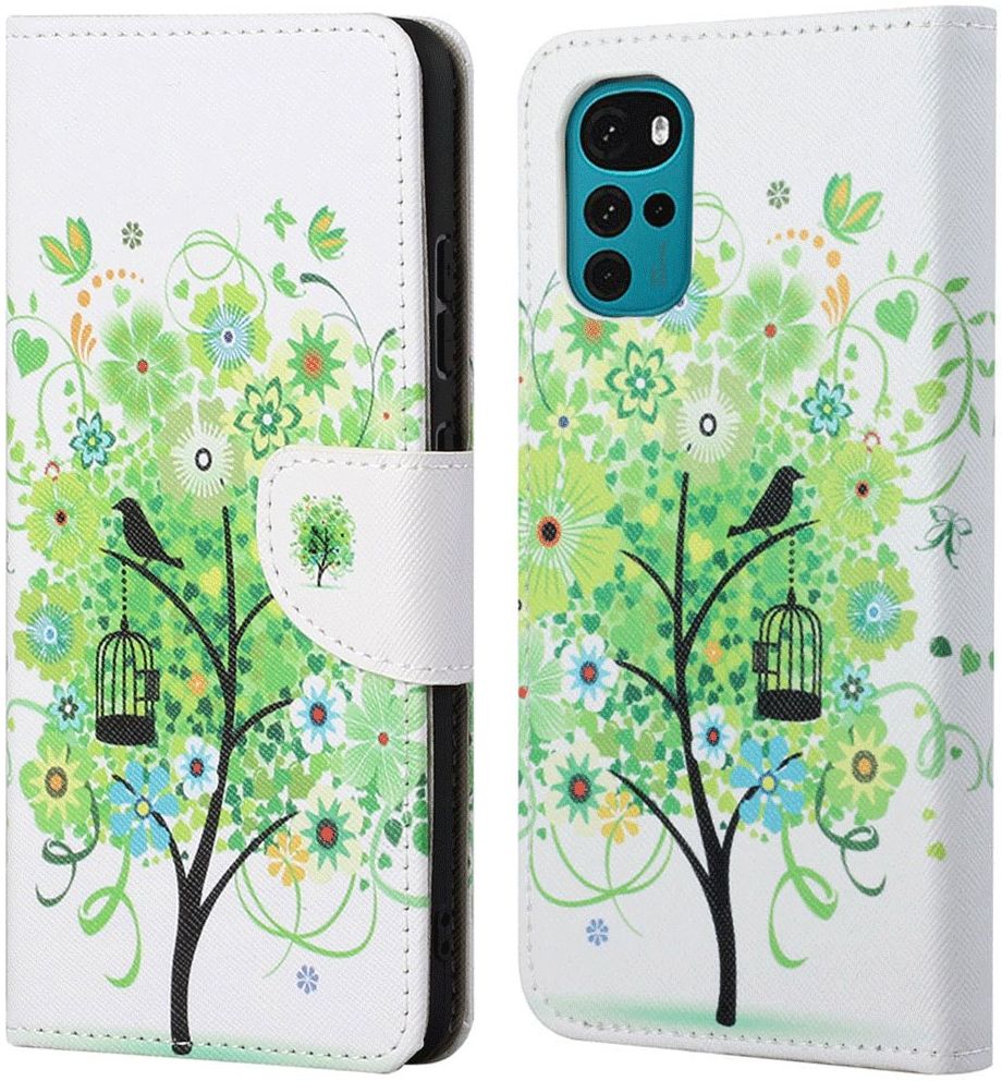 Motorola Moto G22 Hoesje Portemonnee Book Case met Tree Print afbeelding 4