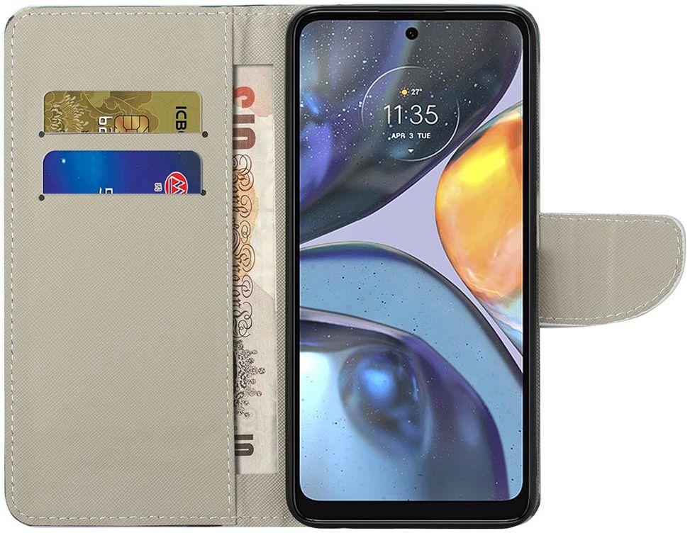 Motorola Moto G22 Hoesje Portemonnee Book Case met Tree Print afbeelding 3