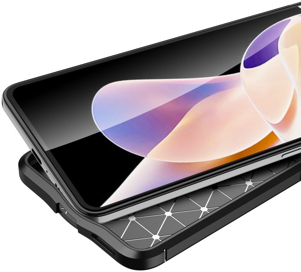 Xiaomi Poco X4 Pro Litchi Hoesje TPU met Leren Textuur Zwart afbeelding 3