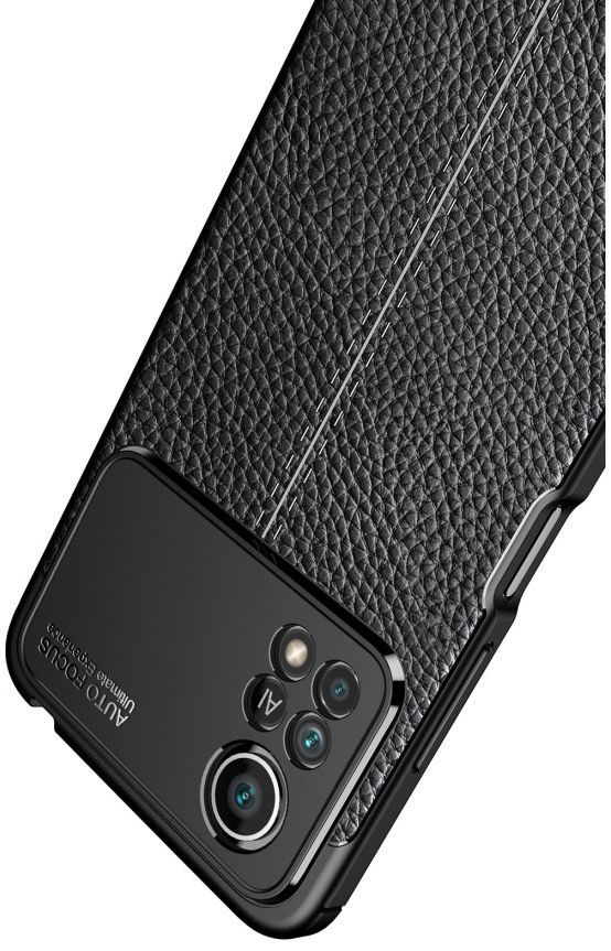 Xiaomi Poco X4 Pro Litchi Hoesje TPU met Leren Textuur Zwart afbeelding 4
