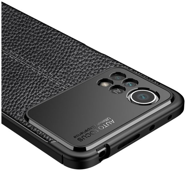 Xiaomi Poco X4 Pro Litchi Hoesje TPU met Leren Textuur Zwart afbeelding 5
