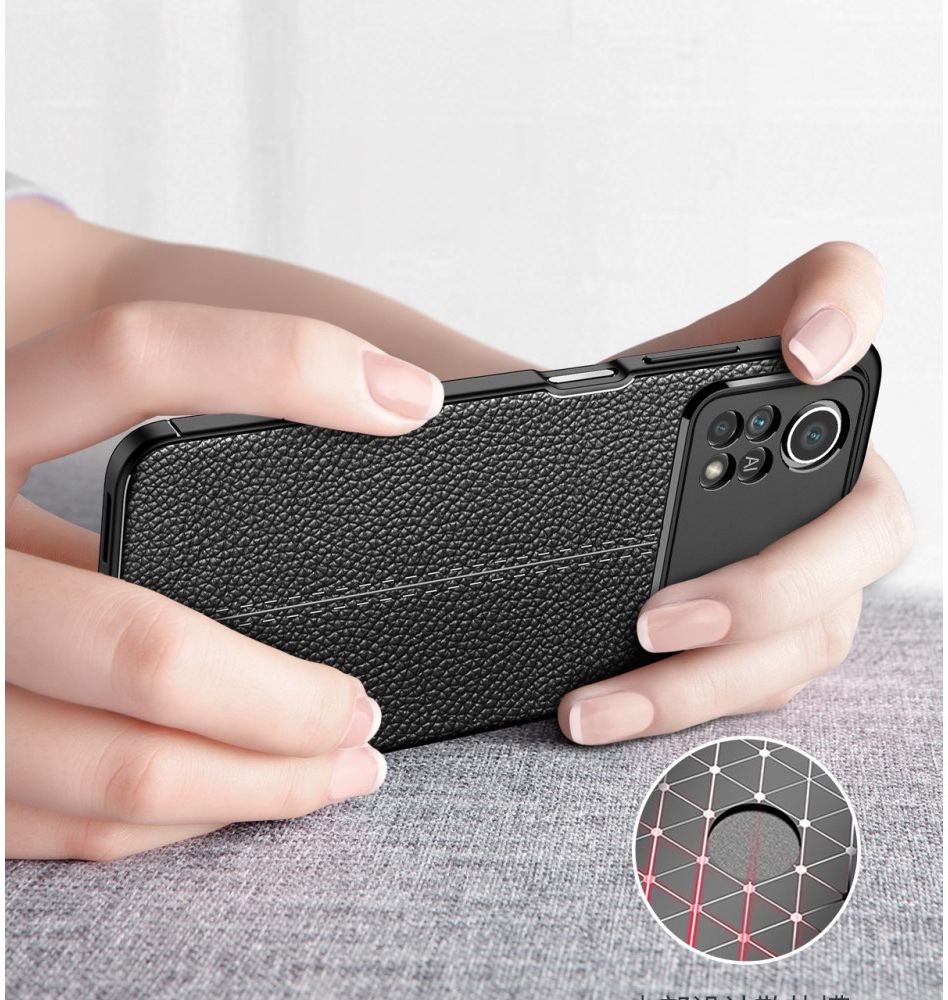 Xiaomi Poco X4 Pro Litchi Hoesje TPU met Leren Textuur Zwart afbeelding 8