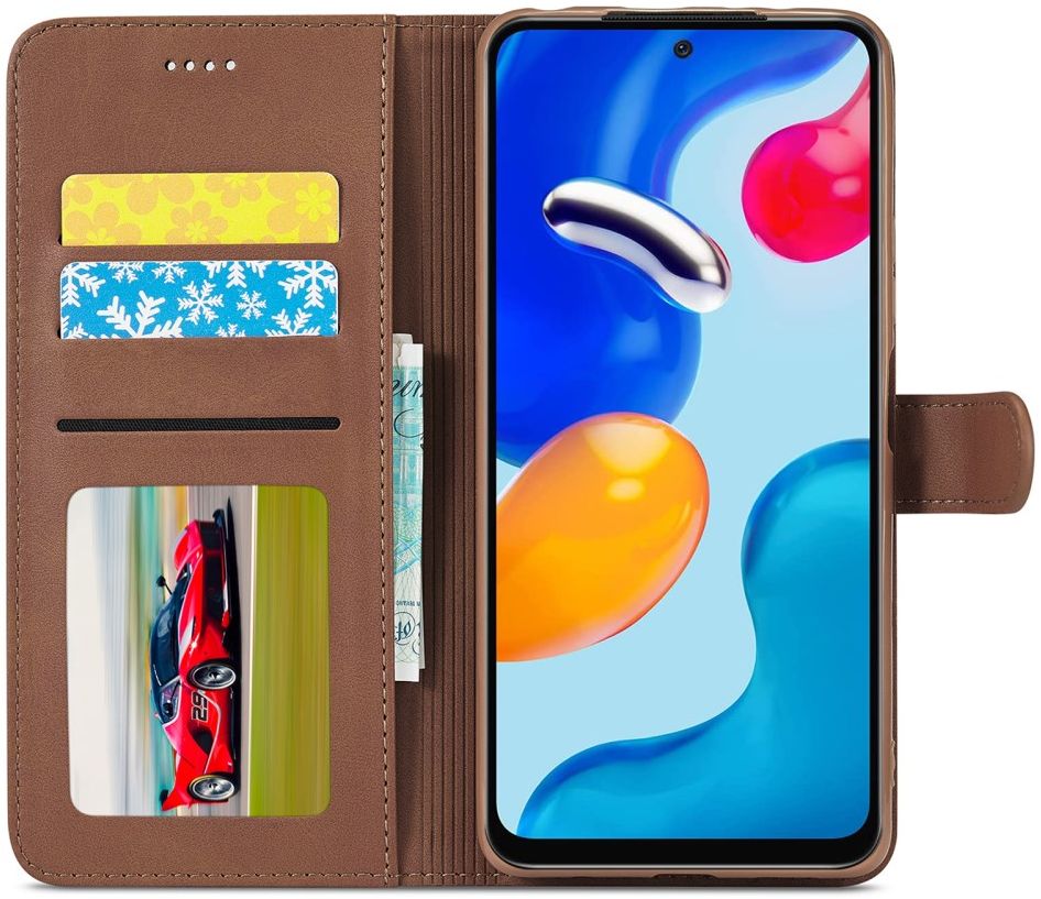 LC.IMEEKE Xiaomi Redmi Note 11 Pro (5G) Hoesje Portemonnee Bruin afbeelding 2