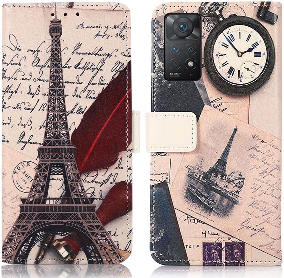 Xiaomi Redmi Note 11 Pro Hoesje Wallet Book Case met Eiffeltoren Print afbeelding 3