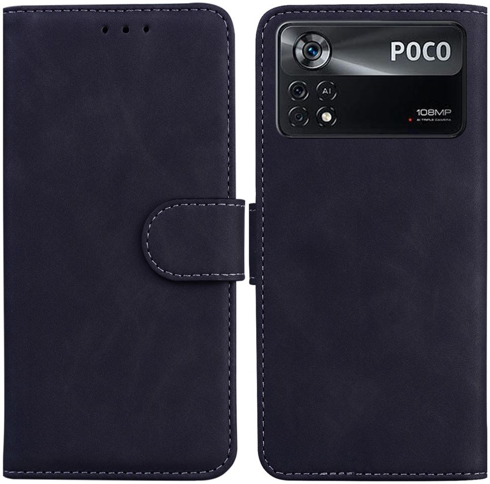 Xiaomi Poco X4 Pro Hoesje Portemonnee Book Case Kunstleer Zwart afbeelding 3