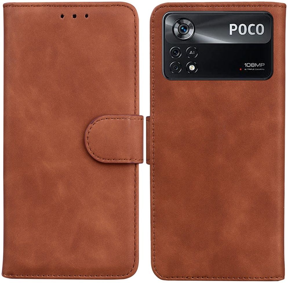 Xiaomi Poco X4 Pro Hoesje Portemonnee Book Case Kunstleer Bruin afbeelding 3