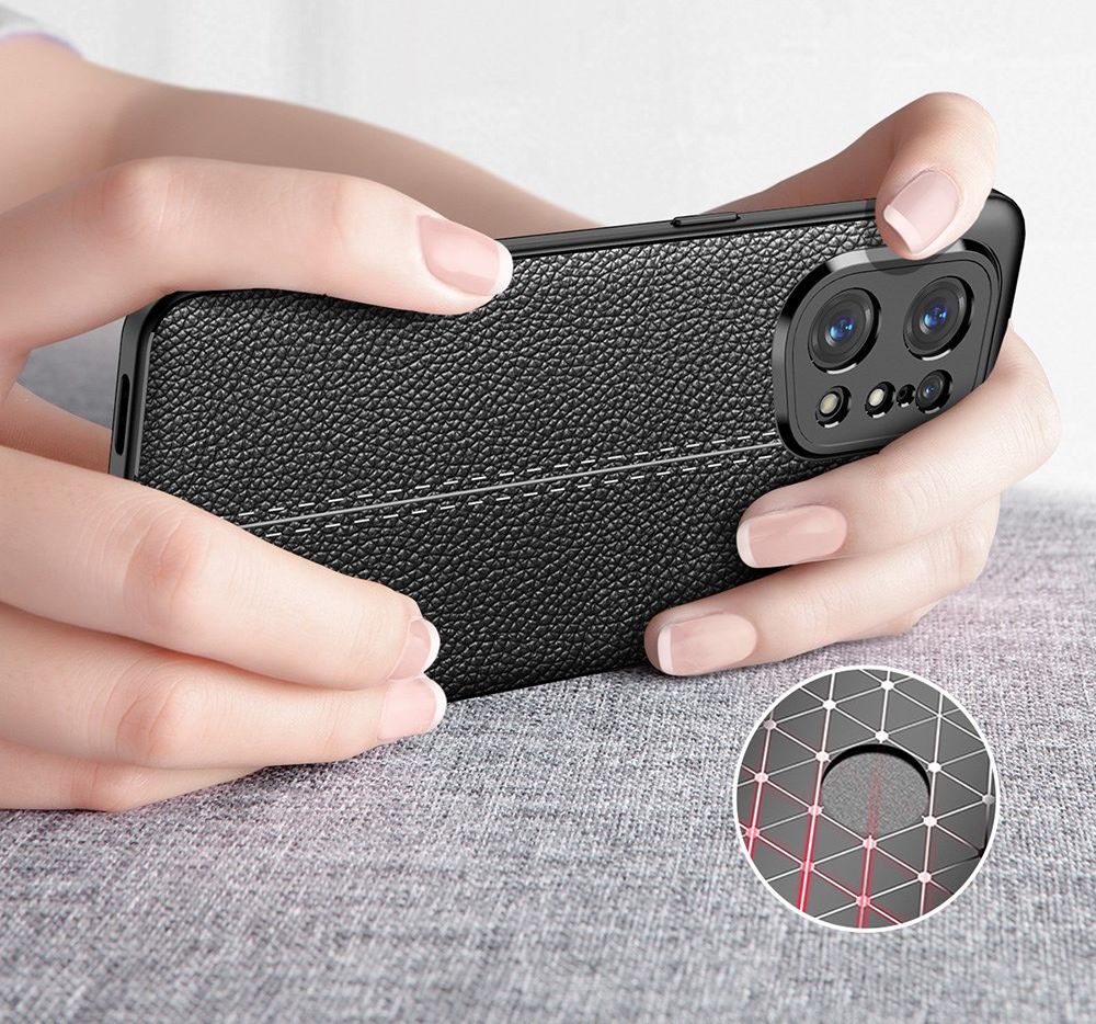 Oppo Find X5 Hoesje TPU Back Cover met Leren Textuur Blauw afbeelding 5