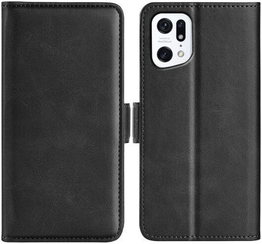 Oppo Find X5 Hoesje Portemonnee Book Case Kunstleer Zwart afbeelding 2