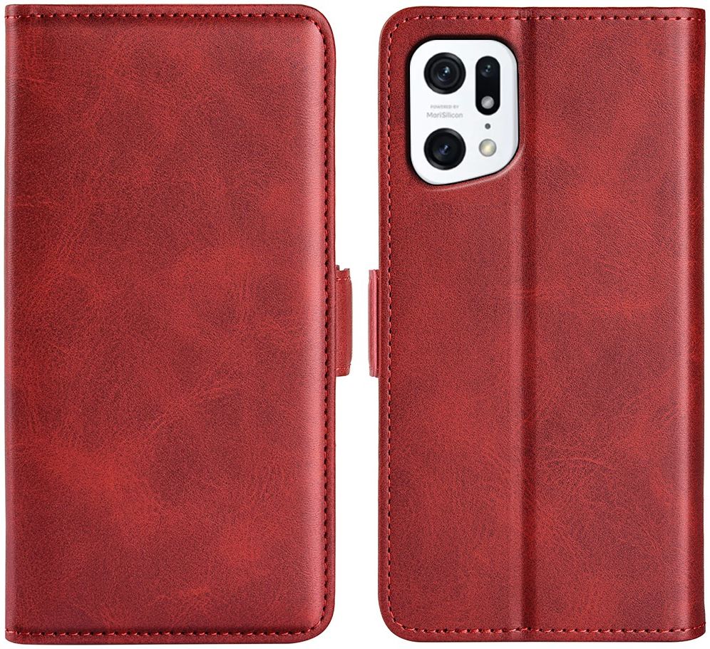 Oppo Find X5 Hoesje Portemonnee Book Case Kunstleer Rood afbeelding 2
