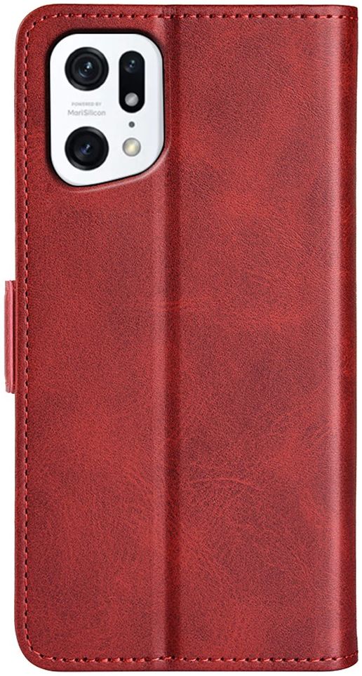 Oppo Find X5 Hoesje Portemonnee Book Case Kunstleer Rood afbeelding 5