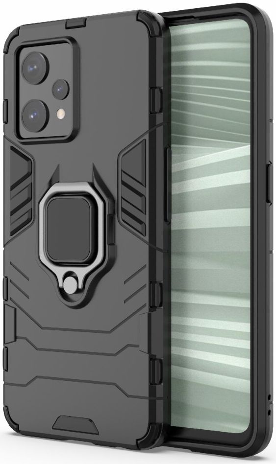 Realme 9 Pro+ Hoesje met Magnetische Kickstand Ring Zwart afbeelding 2