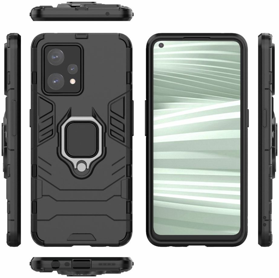 Realme 9 Pro+ Hoesje met Magnetische Kickstand Ring Zwart afbeelding 4