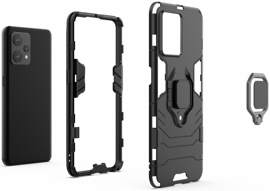 Realme 9 Pro+ Hoesje met Magnetische Kickstand Ring Zwart afbeelding 6