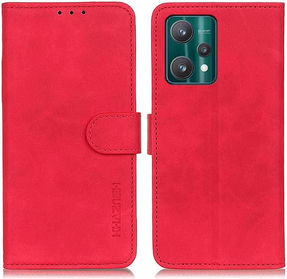 KHAZNEH Realme 9 Pro Hoesje Retro Wallet Book Case Rood afbeelding 4