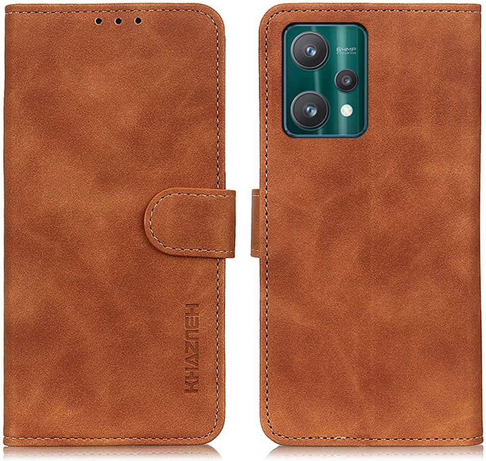 KHAZNEH Realme 9 Pro Hoesje Retro Wallet Book Case Bruin afbeelding 4