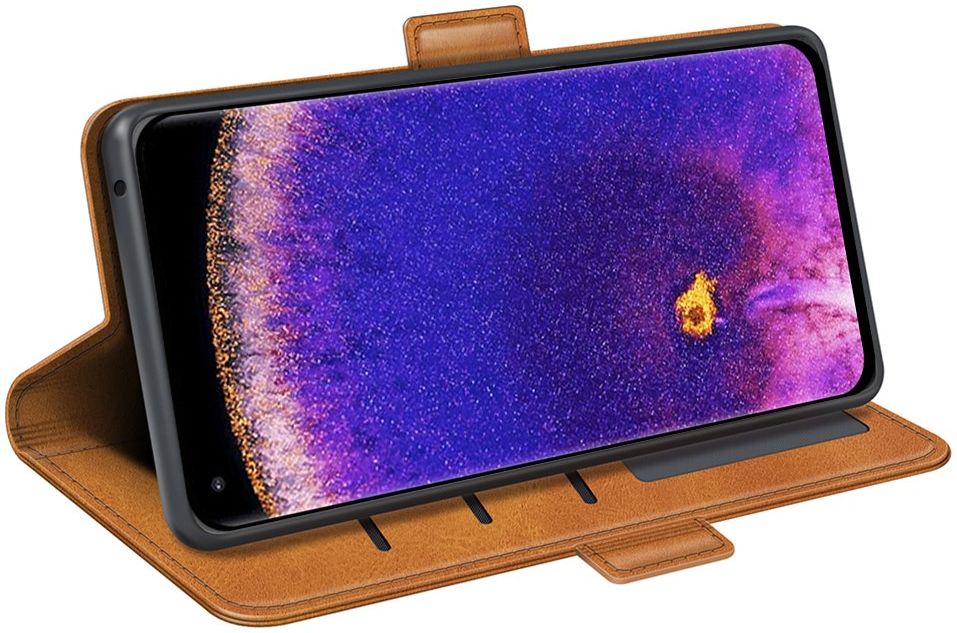 Oppo Find X5 Pro Hoesje Portemonnee Book Case Kunstleer Bruin afbeelding 4