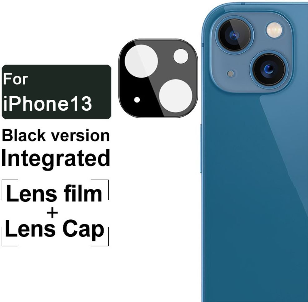 Imak Apple iPhone 13 / 13 Mini Camera Lens Protector + Lens Cap Zwart afbeelding 3
