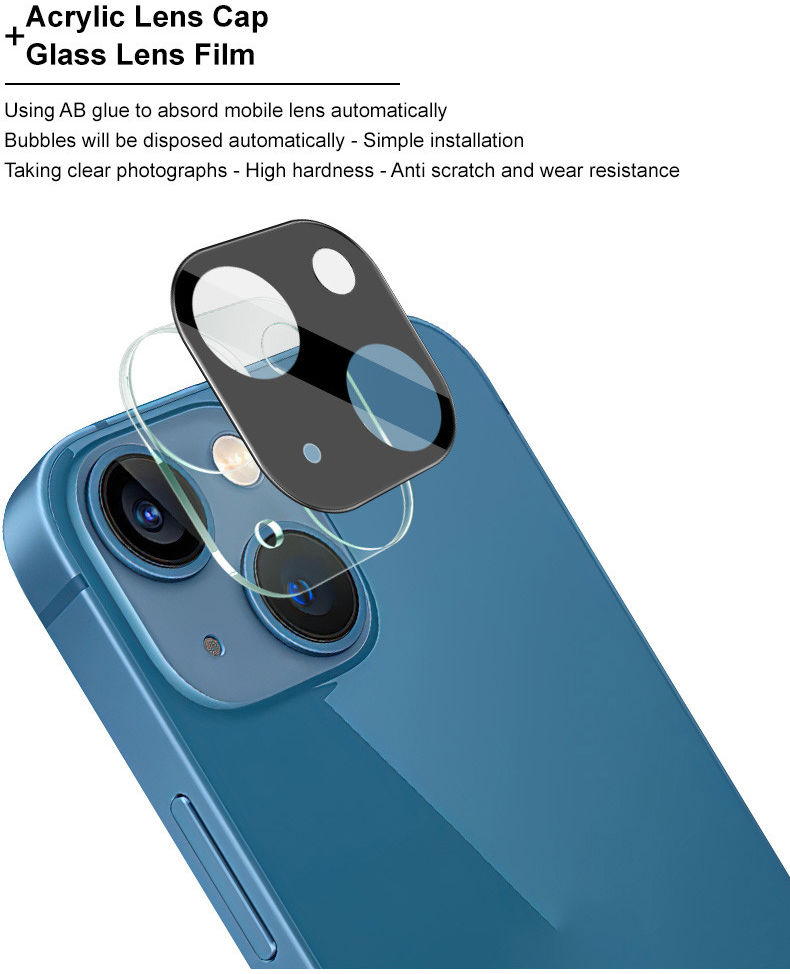 Imak Apple iPhone 13 / 13 Mini Camera Lens Protector + Lens Cap Zwart afbeelding 4