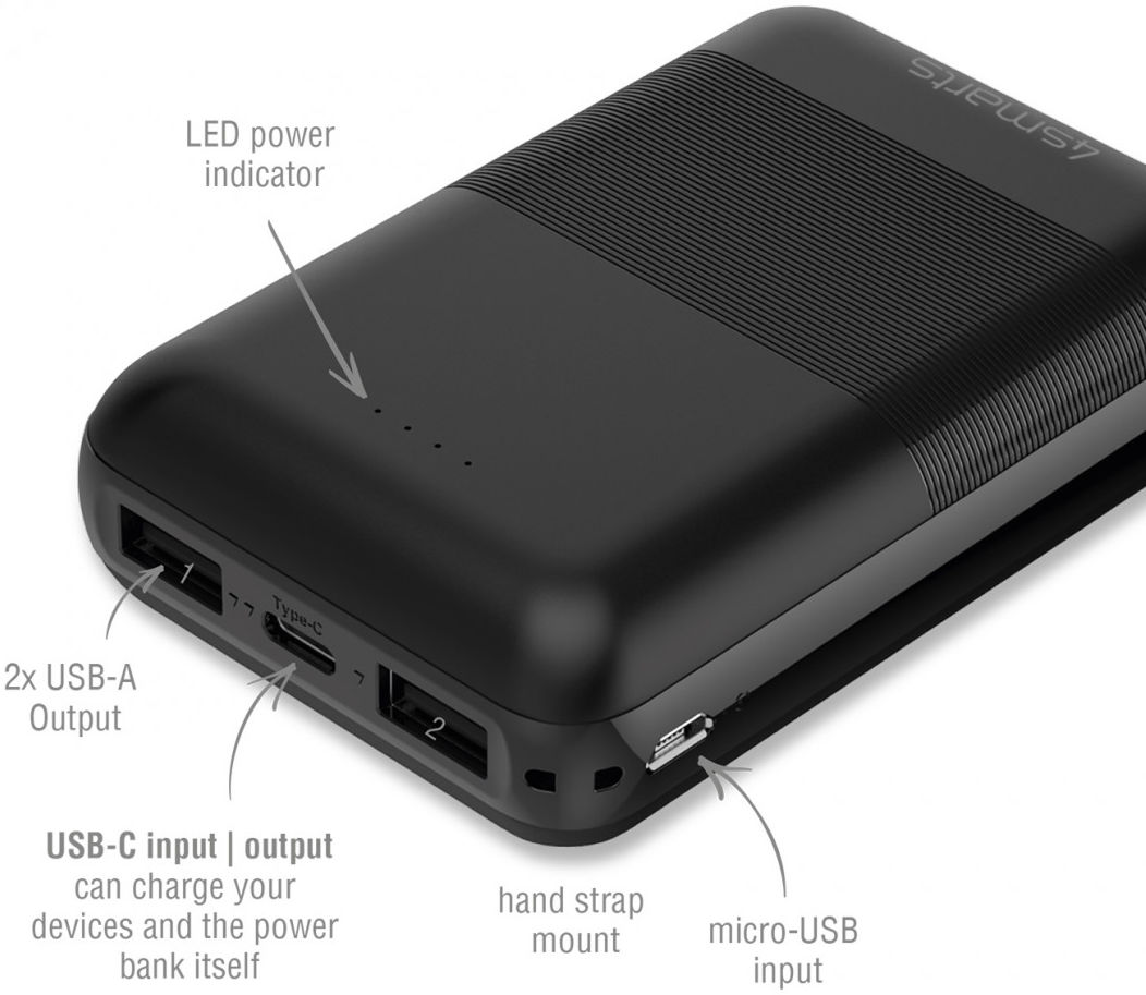 4smarts VoltHub Go2 USB-C/USB-A Powerbank 10.000 mAh Zwart afbeelding 2