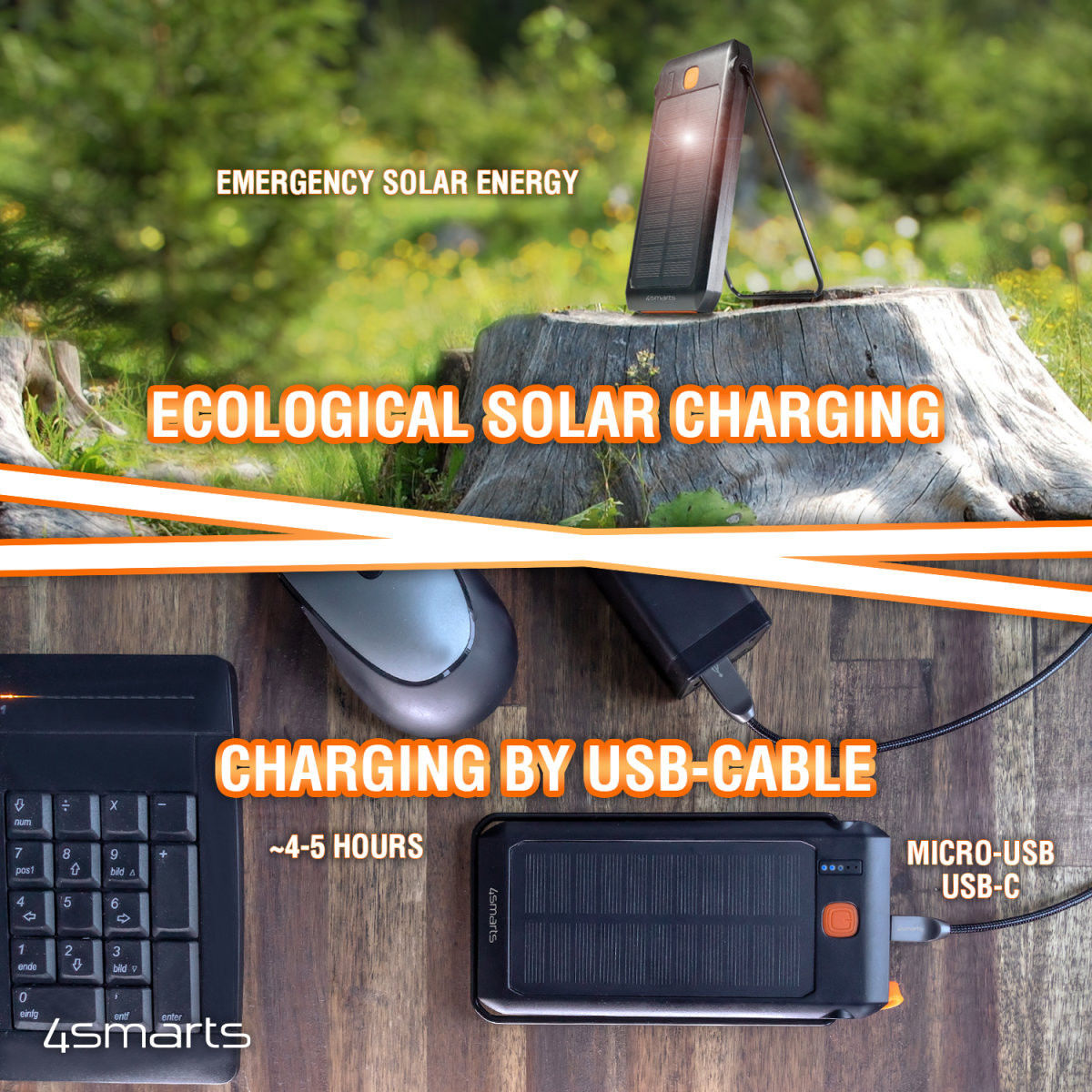 4smarts TitanPack Solar Powerbank 10.000 mAh met Stofdichte Poorten afbeelding 10