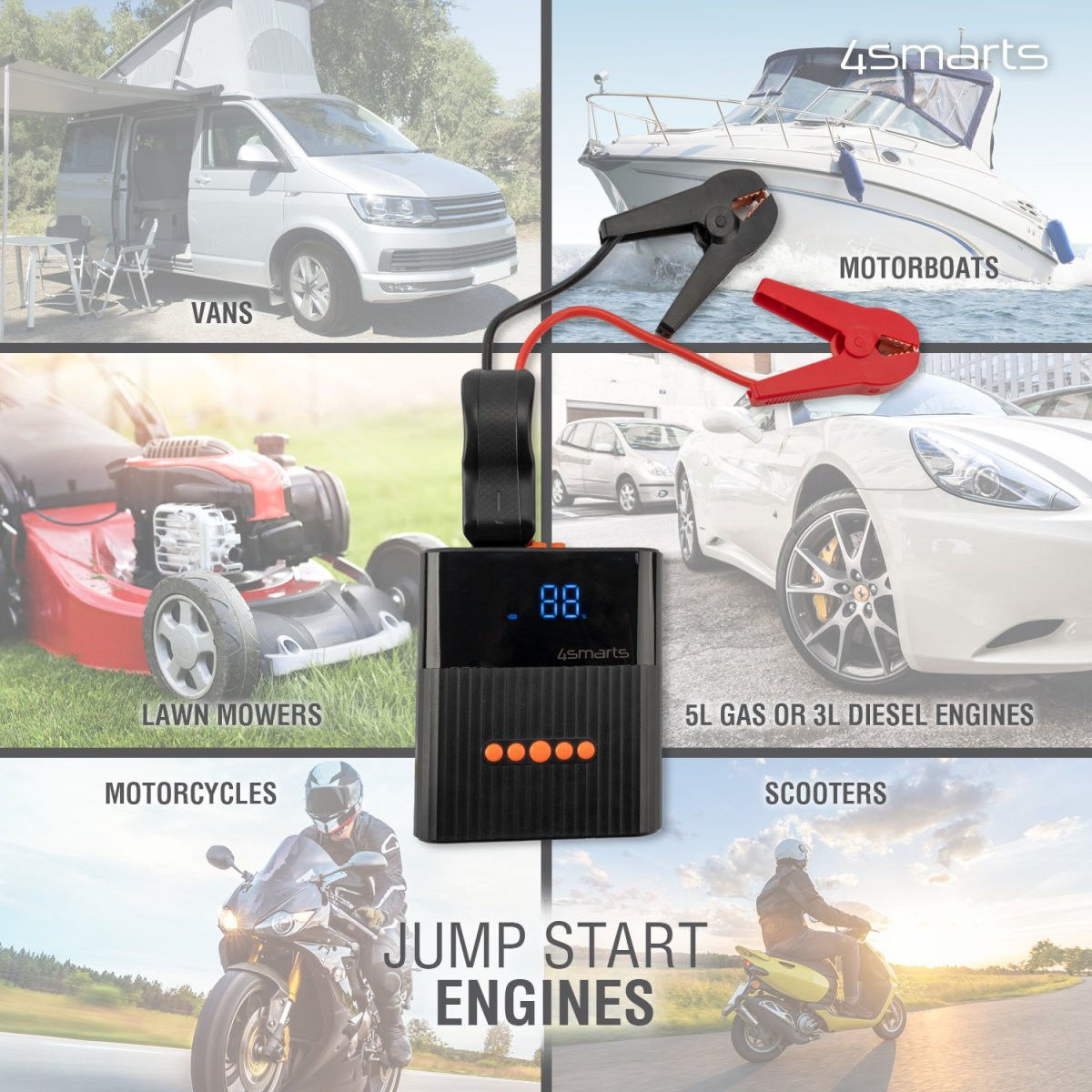 4smarts Pitstop+ 8.800 mAh Powerbank Jumpstarter voor Auto met Compressor afbeelding 5