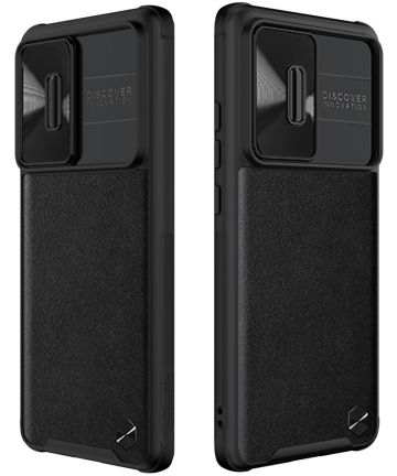 Nillkin Leather CamShield Xiaomi 12 / 12X Hoesje Camera Slider Zwart Hoesjes