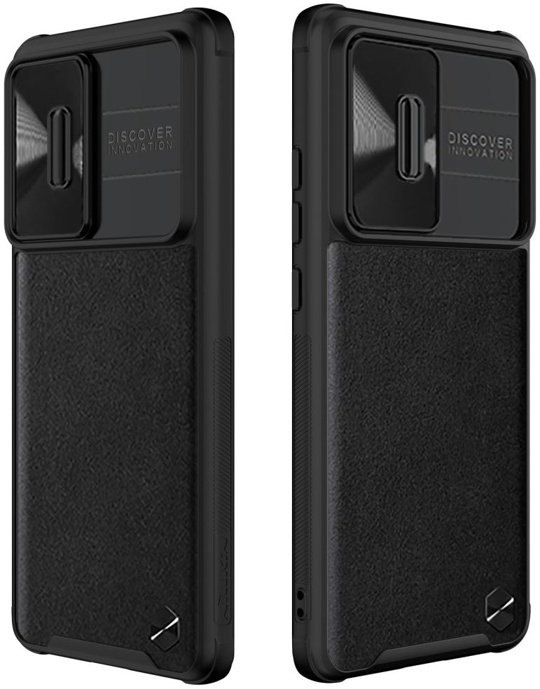 Nillkin Leather CamShield Xiaomi 12 / 12X Hoesje Camera Slider Zwart afbeelding 1