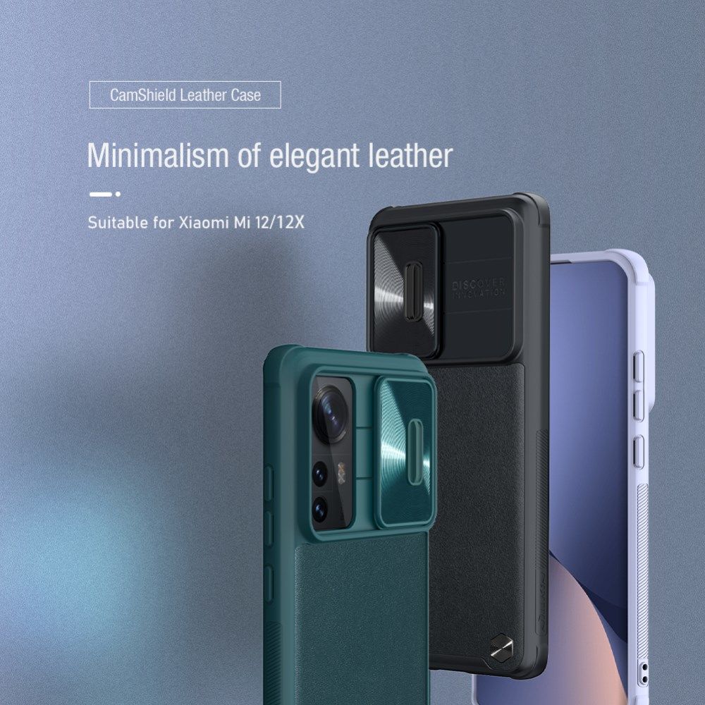 Nillkin Leahter CamShield Xiaomi 12 / 12X Hoesje Camera Slider Groen afbeelding 4