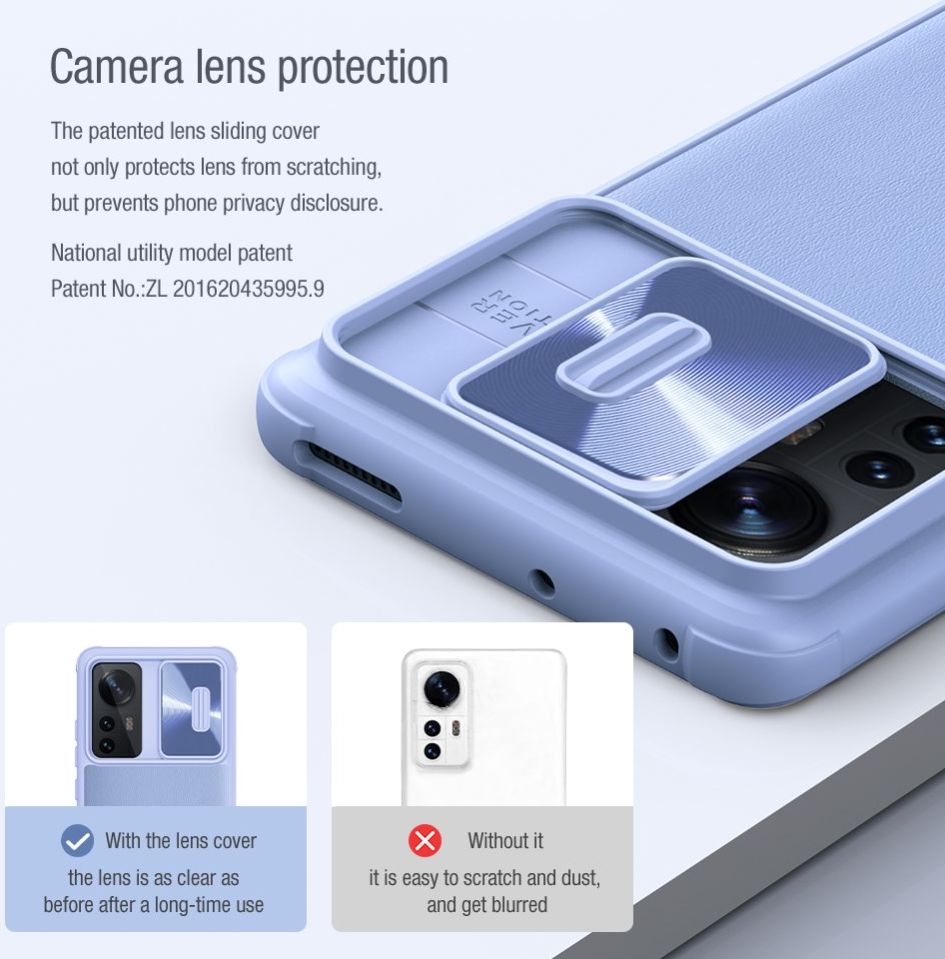 Nillkin Leahter CamShield Xiaomi 12 / 12X Hoesje Camera Slider Groen afbeelding 6