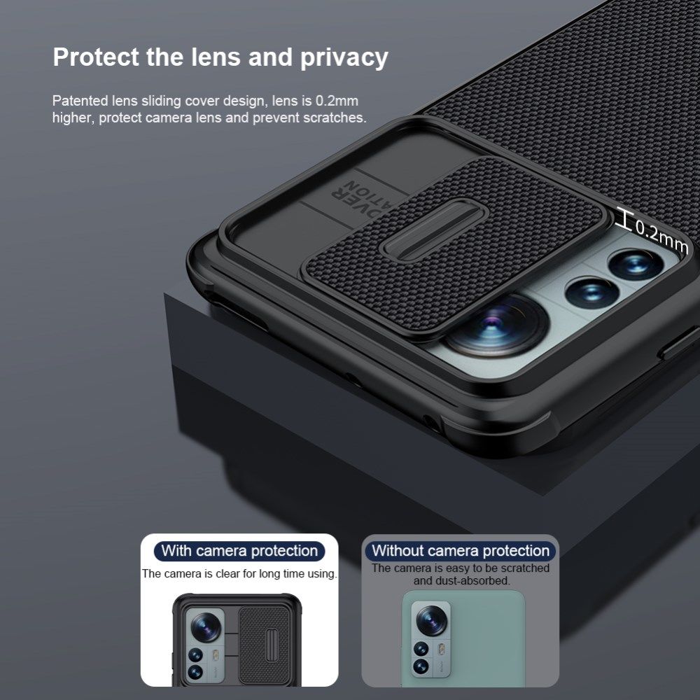 Nillkin Textured Pro Xiaomi 12 / 12X Hoesje met Camera Slider Zwart afbeelding 5