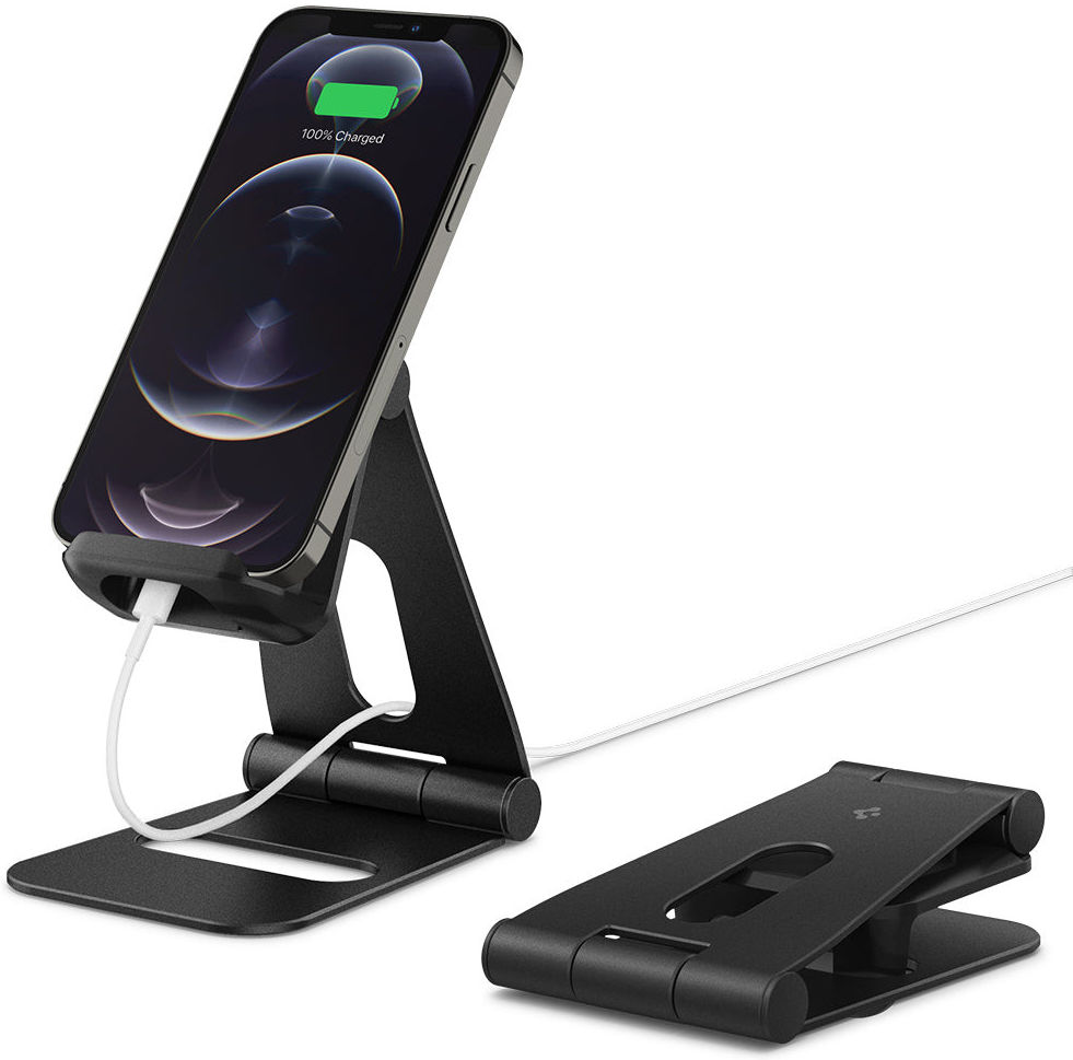 Spigen S311 Universele Telefoon / Tablet Aluminium Bureau Houder Zwart afbeelding 4