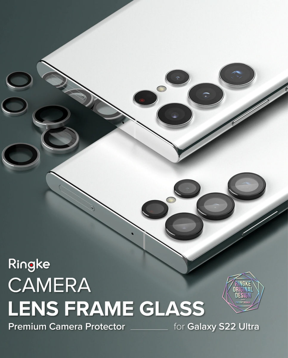 Ringke Frame Glass Samsung Galaxy S22 Ultra Camera Protector Zilver afbeelding 13