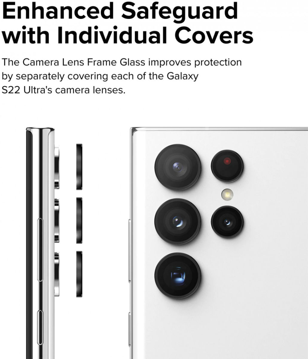 Ringke Frame Glass Samsung Galaxy S22 Ultra Camera Protector Zilver afbeelding 3