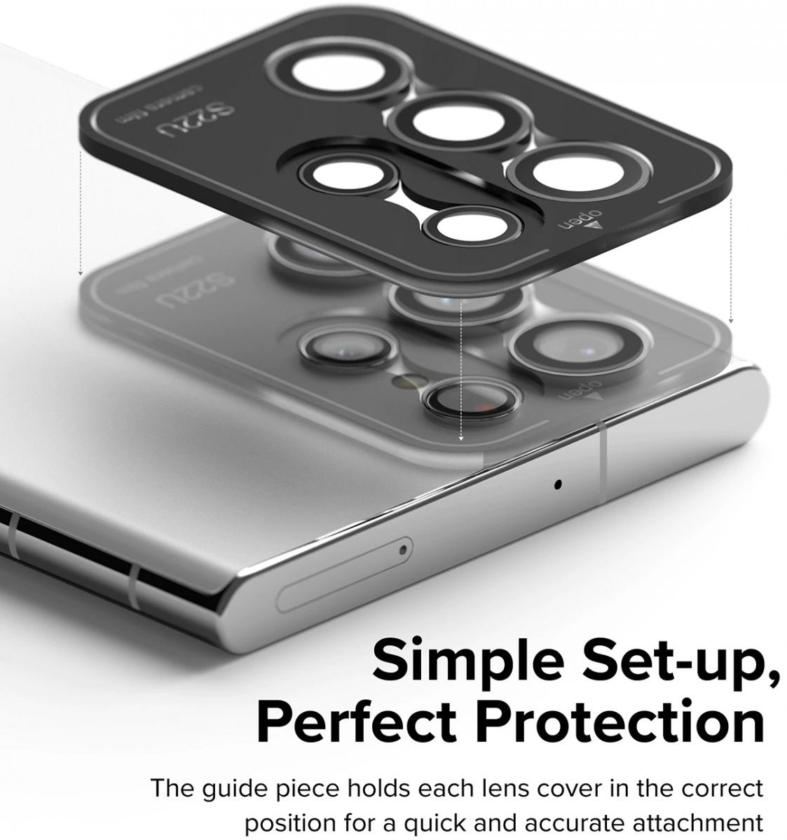 Ringke Frame Glass Samsung Galaxy S22 Ultra Camera Protector Zilver afbeelding 8
