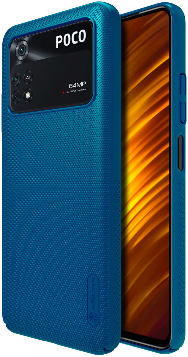 Nillkin Super Frosted Pro Shield Xiaomi Poco M4 Pro 4G Hoesje Blauw afbeelding 1