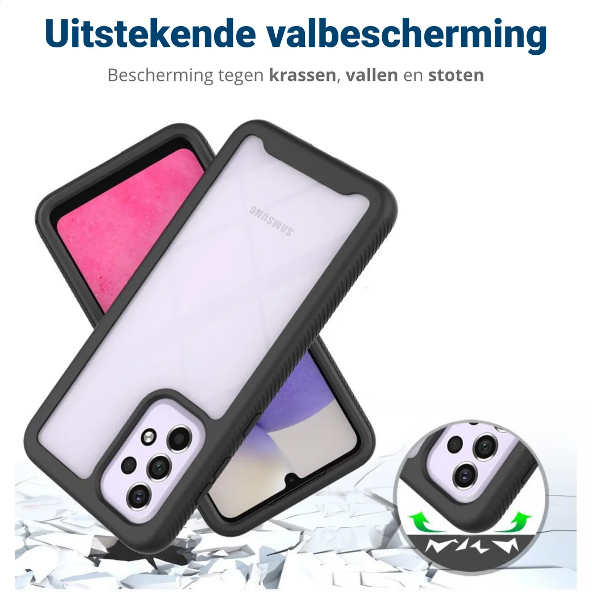 Samsung Galaxy A33 Hoesje Full Protect 360° Cover Hybride Zwart afbeelding 4