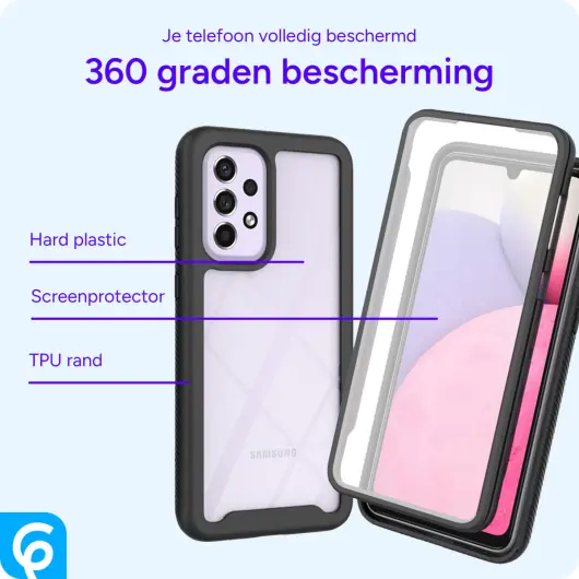 Samsung Galaxy A53 Hoesje Full Protect 360° Cover Hybride Zwart afbeelding 6