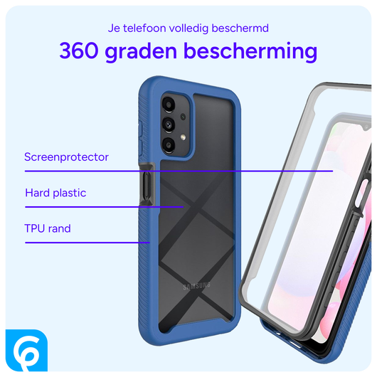 Samsung Galaxy A13 Hoesje Full Protect 360° Cover Hybride Blauw afbeelding 4