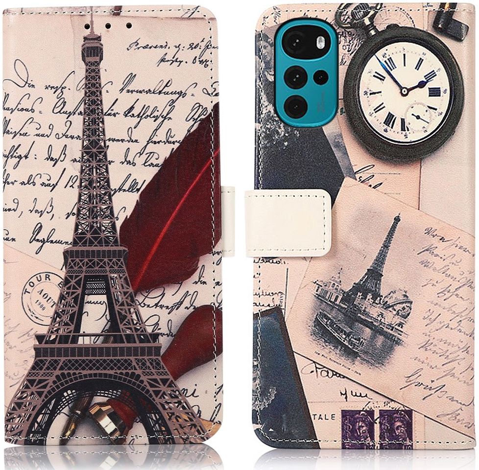 Motorola Moto G22 Hoesje Portemonnee Book Case Eiffeltoren Print afbeelding 4