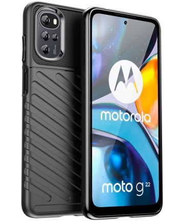 Motorola Moto G22 Hoesje TPU Thunder Design Back Cover Zwart Hoesjes